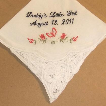 Coral Wedding Hankie Handkerchief Hanky With..