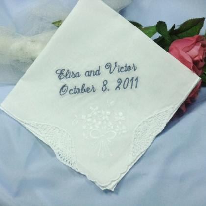 Something Blue Handkerchief For Bride Gift..
