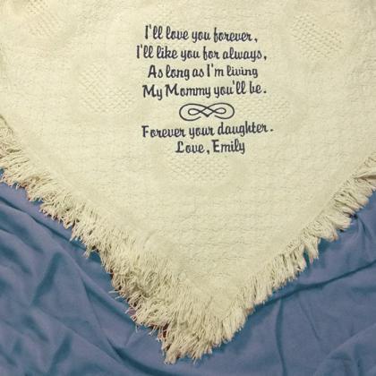 Mother Of The Bride Gift Embroidered Cotton Throw..