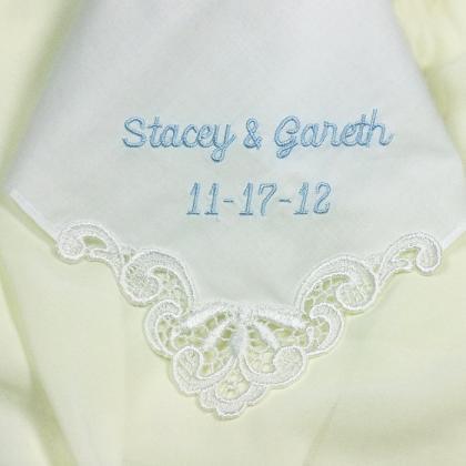 Personalized Wedding Hanky Something Blue For..
