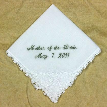 Mother Of The Bride Wedding Handkerchief Hankie..