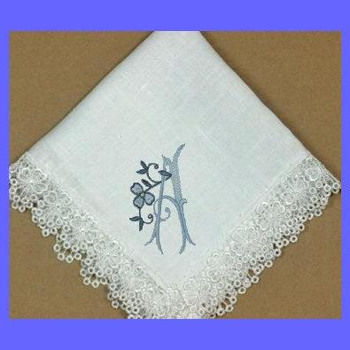 Shamrock Embroidered Linen Ladies Hankie In Ivory..