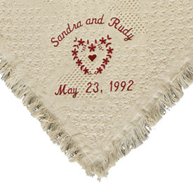 Heart Personalized Wedding Cotton Throw Blanket..