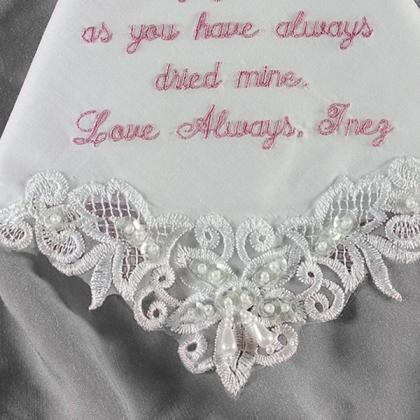 Pearl And Sequin Bridal Handkerchief Personalized..