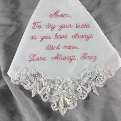 Pearl And Sequin Bridal Handkerchief Personalized..