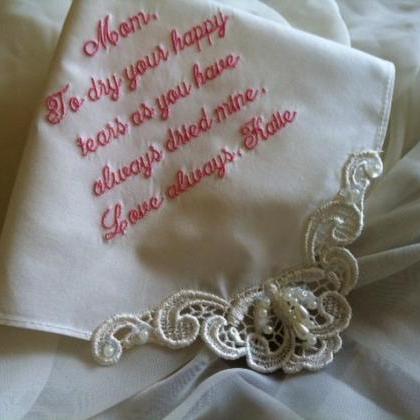Hankie For Mother Of The Bride In Ivory Cotton..