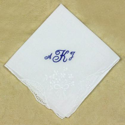 Embroidered Monogrammed Bridal Handkerchief..