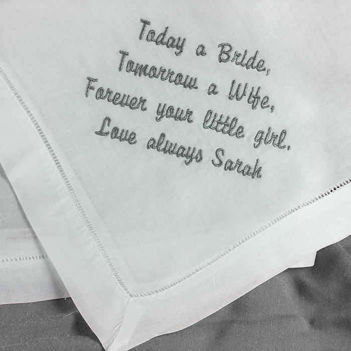 Ivory Mens Personalized Wedding Bridal Handkerchief From The Bride To Her Father Hm403