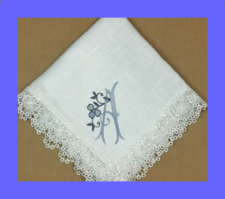 Linen Irish Wedding Handkerchief Personalized Ivory