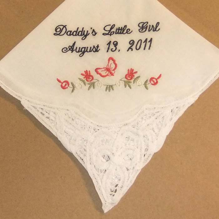 Coral Wedding Hankie Handkerchief Hanky With Belgian Lace