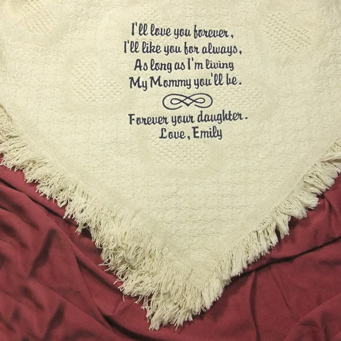 Wedding Gifts Personalized Cotton Throw Blanket Embroidered