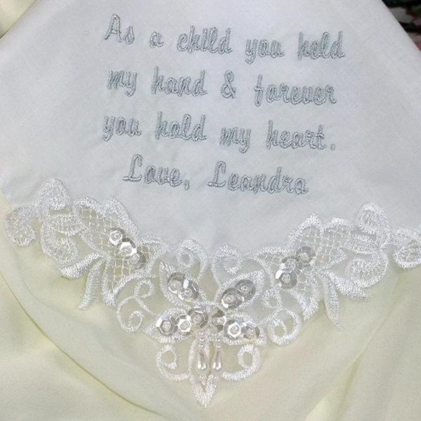 Mother Of The Groom Wedding Handkerchief Embroidered Personalized Cotton 9201