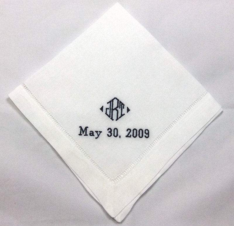 Linen Mans Wedding Handkerchief Embroidered Personalized No. Hml403