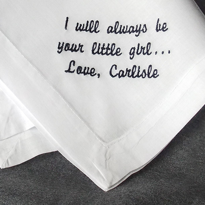 Personalized Wedding Hanky From Bride To Father Hml400 White Linen