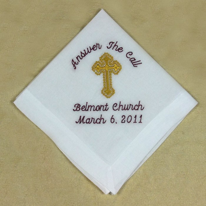 Handkerchief For Church Pastor Personalized Embroidered