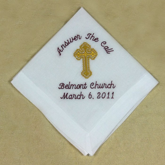 Handkerchief For Church Pastor Personalized Embroidered on Luulla