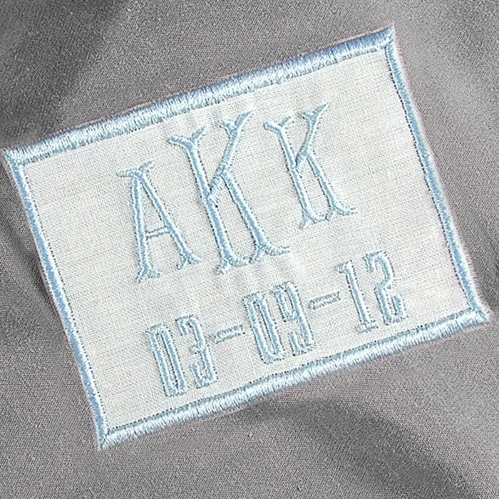 Something Blue Monogrammed Wedding Dress Label Personalized White Linen