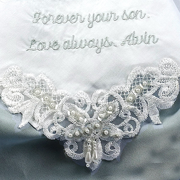 Gift For Mother Of The Groom Wedding Handkerchief Personalized 9201c