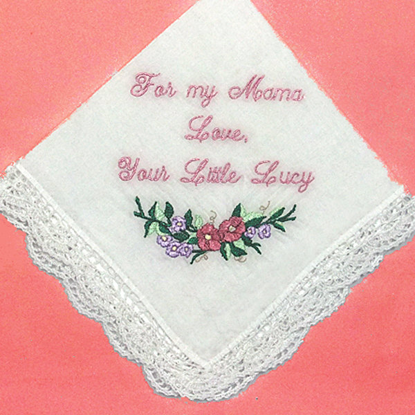 Wedding Handkerchief -vintage Inspired- Personalized Embroidered Style 401