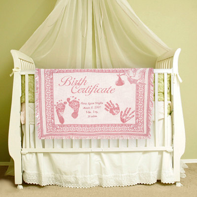 Monogrammed Personalized Baby Blanket Birth Certificate Embroidered