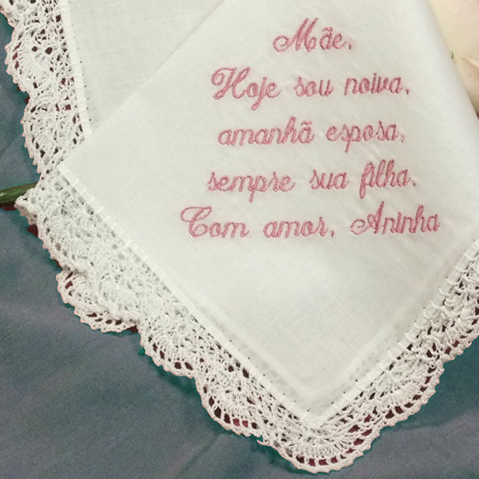 Embroidered Handkerchief Personalized Wedding In Spanish, Portuguese, German, Etc.