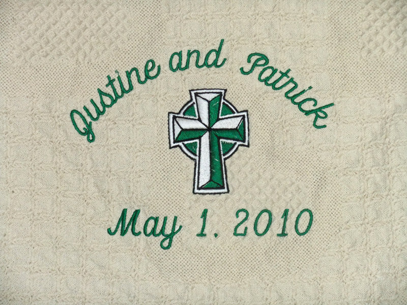 Emerald Wedding Blanket Throw Personalized Embroidered