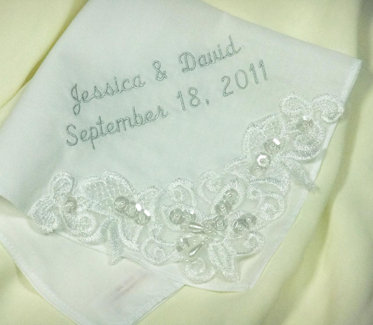Couture Embroidered Wedding Handkerchief Venice Lace 9201c