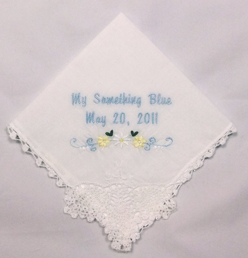 Personalized Wedding Handkerchief Hankie With Daisy Swag Product No. 404
